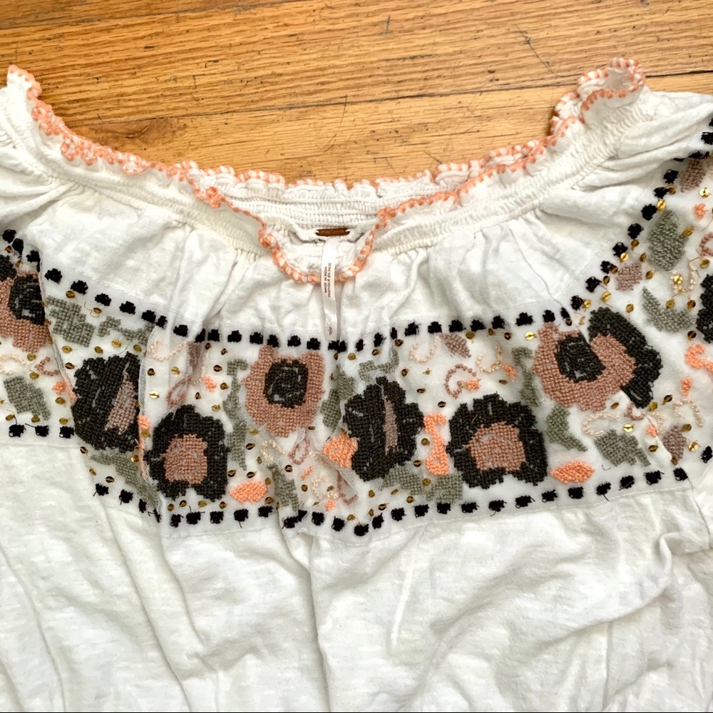 Free People Cross Stitched Floral Crop Top - Picture 5 of 8